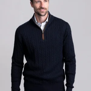 Calton Cotton Cashmere Cable 1/4 Zip Jumper