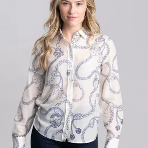 Sailing Print Cotton Silk Shirt