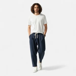 Loranziomode | Pantalon Homme Coton Droit Décontracté