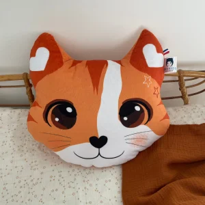 Coussin Chat caramel