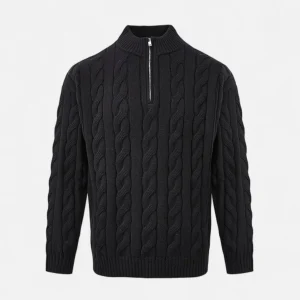 Loranziomode | Pull Homme Demi-Zip – Maille Texturée Élégante